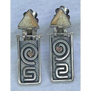 Vintage Sterling Silver & Stone Earrings Signed Zealandia